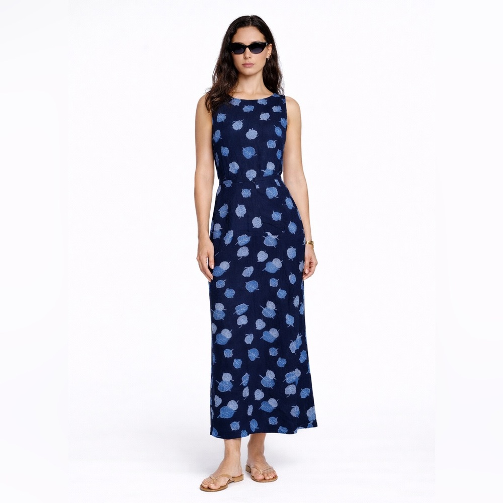 Vintage Fairweather Maxi Dress Navy Blue Floral Rayon Boho Cottagecore